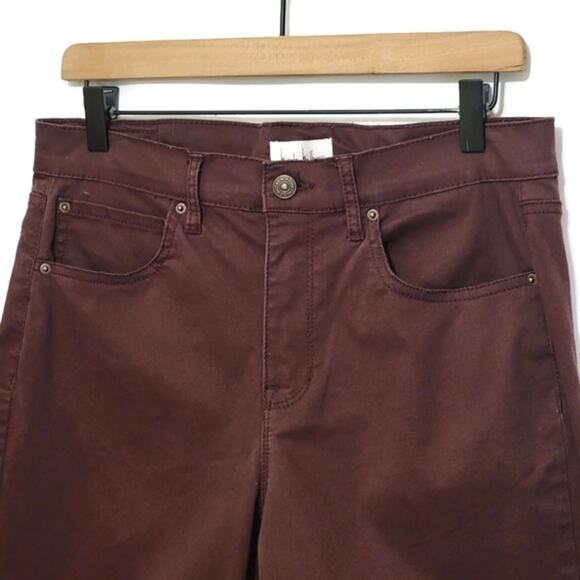 Nicole Miller Soho High Rise Cropped Burgundy Red Skinny Pant Casual Summer 10 - Picture 2 of 9